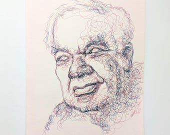 Richard Rorty Original Art — Pen Original Sketch of Philosopher Richard Rorty