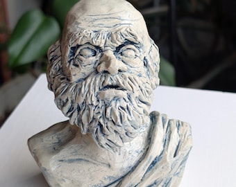 Mini busto de Sócrates — Estatua tallada a mano del filósofo griego antiguo Sócrates