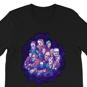 The Existential Crisis T-Shirt — Existentialist shirt with: Nietzsche, Kierkegaard, Camus, Sartre, Simone de Beauvoir, Kafka & more