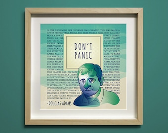 Douglas Adams Quotes — [§]  8x8/10x10 - Don't Panic - Print