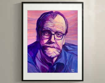Retrato de George Saunders (Impresión) – Autor estadounidense, Arte literario