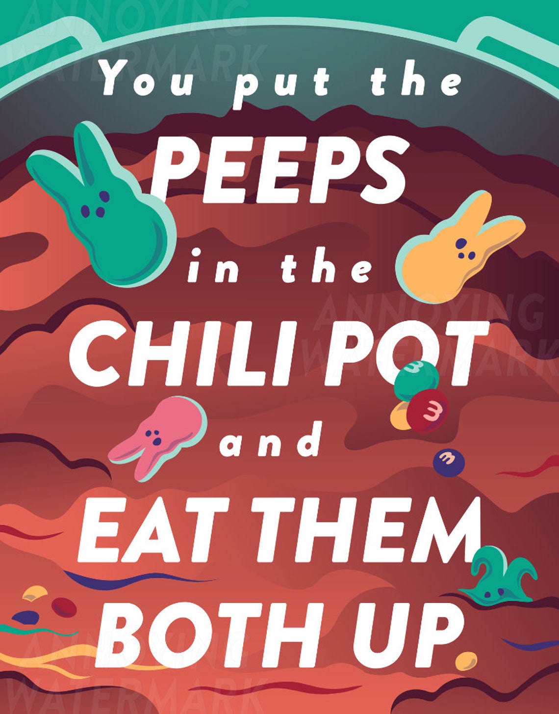 The Good Place Print Chidi's Peeps in the Chili Pot | Etsy
