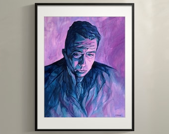 Albert Camus Poster —  Print from an original painting of French Philosopher Albert Camus