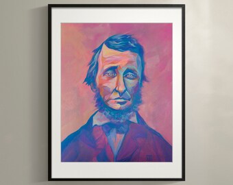 Retrato de Henry David Thoreau, lámina artística, regalo para filósofos