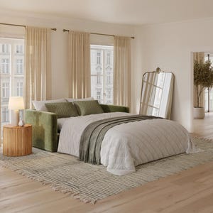 Sofá cama Napa de 82 pulgadas, sofá cama de terciopelo verde, sofá convertible de chenilla, cama de invitados con espuma viscoelástica, sofá moderno para sala de estar, sofá cama