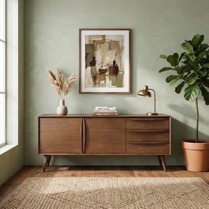 Enfilade de 71 po. en noyer, meuble buffet moderne Mid-Century, crédence en bois, meuble console multimédia, meuble de rangement de salle à manger, console de chambre