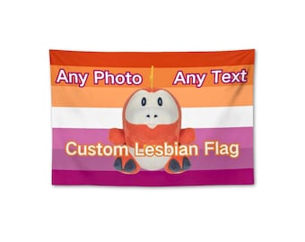 Custom Photo Lesbian Pride Flag Tapestry, Sunset Lesbian Flag, Lesbian Flag Decor, Custom Lesbian Gift, Lesbian Girlfriend Gift, Cute Stuff