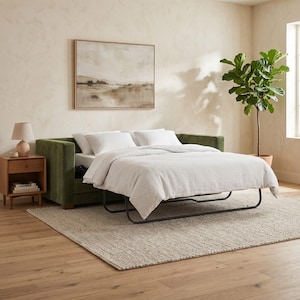 Sofá cama de cuero verde de 198 cm, sofá cama extraíble, sofá convertible de cuero italiano, cama de invitados con espuma viscoelástica, sofá moderno para sala de estar.