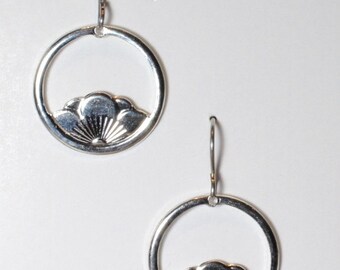 Silver Lotus earrings on hypoallergenic sterling silver ear wires