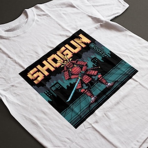 Gildan® Pixel Art Samurai T-Shirt | Shogun Retro Japanese Warrior Tee | Cyberpunk Neon Unisex Graphic Shirt | Vaporwave Anime Style