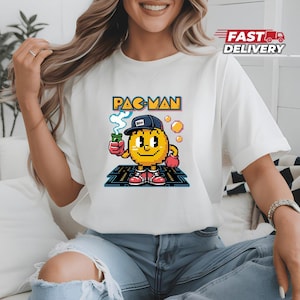 Pixel Art Pac-Man Hip Hop T-Shirt | Graffiti Streetwear Tee, Retro Arcade Gamer Shirt, Urban Pixel Graphic Unisex Cotton, 80s Nostalgia Gift