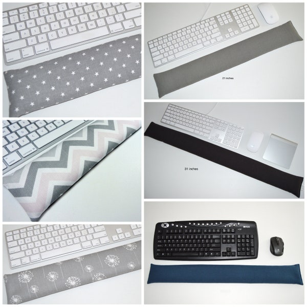 Extra Long Computer Keyboard Wrist Rest 21 or 25 or 31 inches - choose length, fabric and scent - Wrist Support