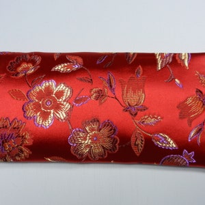 red satin eye pillow with flax seed and optional lavender buds