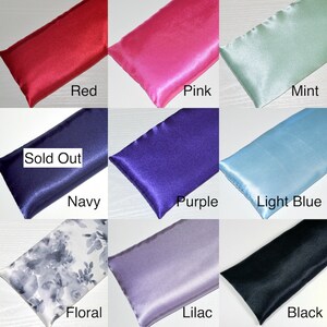 Satin Eye Pillow 8 or 10 choose color and lavender or unscented yoga eye pillow image 2