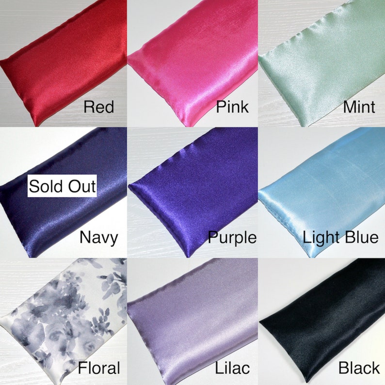 Satin Eye Pillow 8 or 10 choose color and lavender or unscented yoga eye pillow image 2