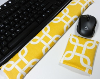 Computer Keyboard Pad and Optional Mouse Wrist Rest Set in Yellow and White Gotcha by Premier Prints - Wrist Support