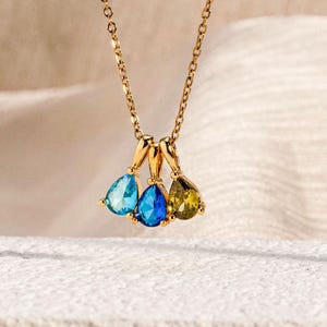 Birthstone Neckalce, Teardrop Birthstone Pendant Necklace, Pear Cut Gemstone Neckalce, Birthstone Necklace, Gifts for Mom, Birthday Gift