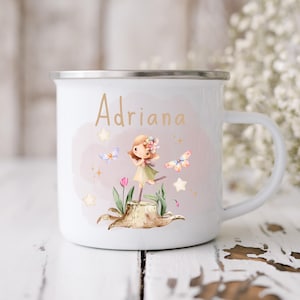 Personalized enamel children&#39;s mug with fairy drinking mug 1st birthday gift idea school enrollment gift kindergarten child school child cup