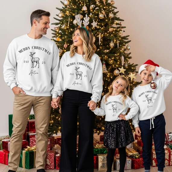 Maglione Di Natale Personalizzabile Con Foto – Set Per Famiglia, Taglie S-6XL, Idea Regalo Unica Per Festività