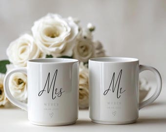 Tazze regalo di nozze personalizzate, regalo per la signora e il signor per il matrimonio, tazze personalizzate, regalo di nozze per uomo e donna.