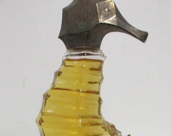 Avon SEA HORSE Decanter Bottle Skin So Soft Womens Bath Oil Gold Large Head Raised 3D Glass Vintage Retired Rare Collectible Gift USA