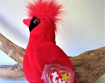 Ty Beanie Baby MAC Red St Louis Cardinal Retired 1999 Original Black Eyes Plush Toy  Collectible June Birthday Gift Baseball Heaven Message