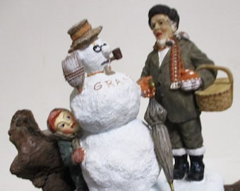 Norman Rockwell Figurine Gramps Encounters Grmaps 1999 Snowman Vintage Artwork Boy Limited Edition Original Display Saturday Evening Post