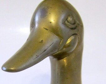 Duck Brass Bookend Paperweight Art Swan  Figurine Vintage Book Ends Door Stoppers