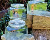 Triangle Glass Container Canister SCURLOCK KONTANERETTE Nesting Cigar Jar Humidor Kitchen Pretzel Chips School Supplies Unique Lid 1930s