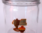 Glass Cigar Jar Humidor Kitchen Canister Pretzel Chips School Supplies Cactus Motif