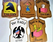 Wood Sign Tavern 5 Bar Man Cave Souvenir Wall Plaque Beer Advertising 1960s Brass Hanger Made in Japan Unique Vintage Collectible Gift Idea