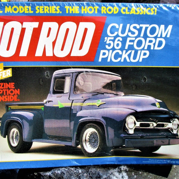 Vintage Model 1956 Custom Ford Pickup Truck 1986 Revell Thunderbird Engine Goodyear Tires Hot Rod New Factory Sealed Gift Idea