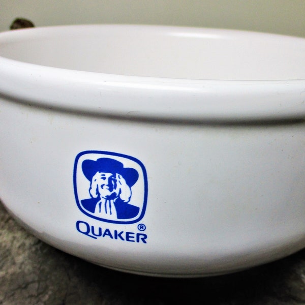 Vintage Quaker Oats Ceramic Milk Glass Cereal Fruit Bowl Waechtersbach Spain Container E-Z Freeze Rare Design Kitchenware Gift 1950s
