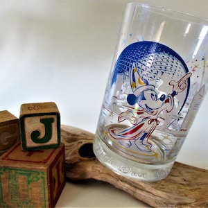Mickey Mouse Glass Mug 25th Anniversary Epcot Remember the Magic Disney World Heavy Bottom Vintage Collectible 1996 McDonald's Fantasia