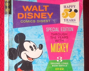 Walt Disney Mickey Mouse Club Comics Digest Book 1973 #40 Special Edition Through Years Mickey Rare Collectible Gold Key Comics Xmas Gift