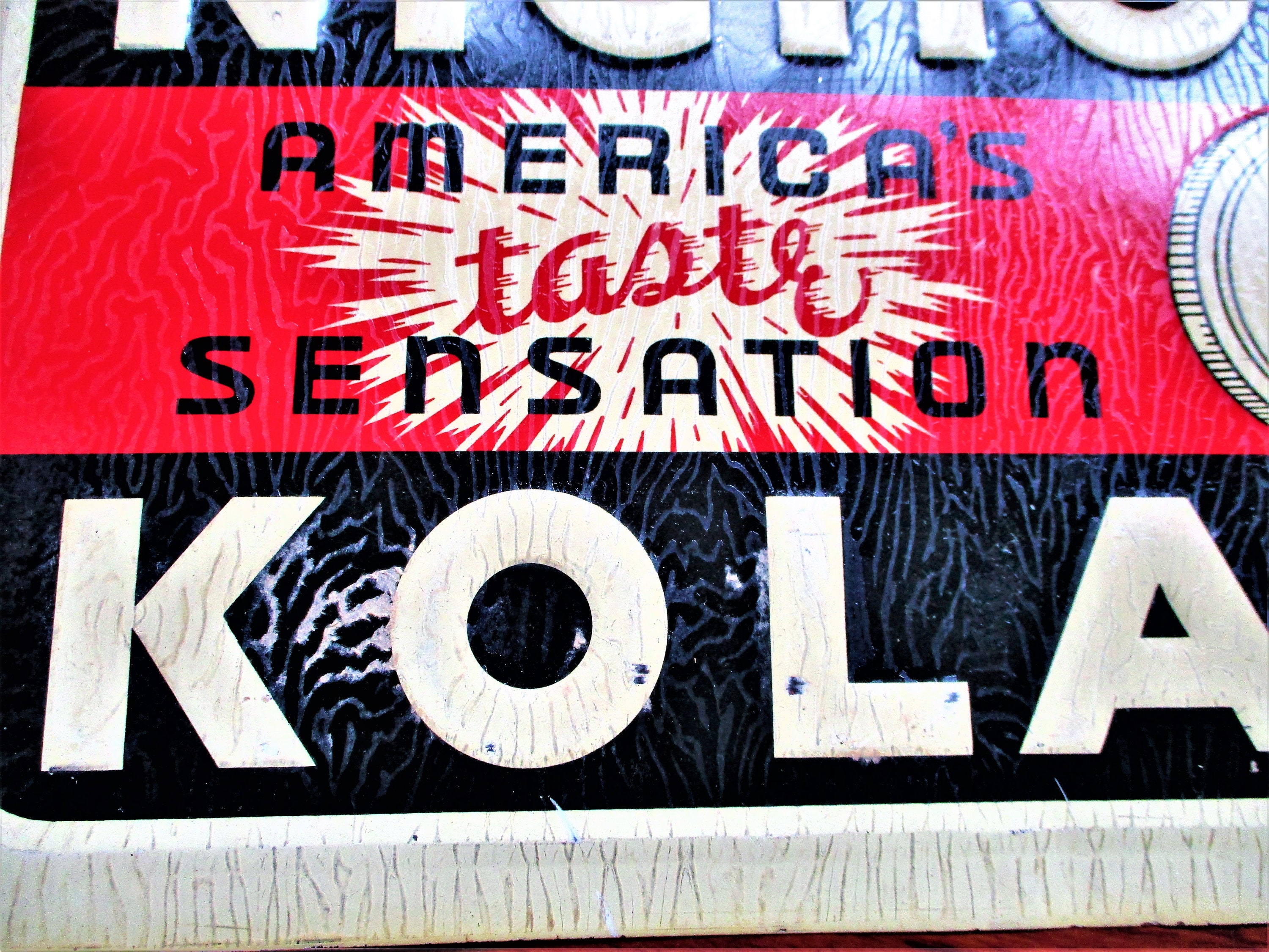 Vintage 1930s Nichol Kola Original Embossed Metal Sign Soda Pop 