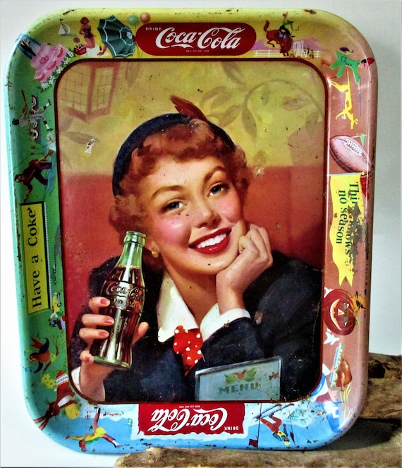 Vintage Coca Cola 1953 Menu Girl Thirst Knows No Season Decorated