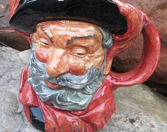 Vintage Royal Doulton Toby Mug Pitcher SIR JOHN FALSTAFF Dark Maroon Brown Figurine England Pottery Gloss Figural Perfect Gift Original