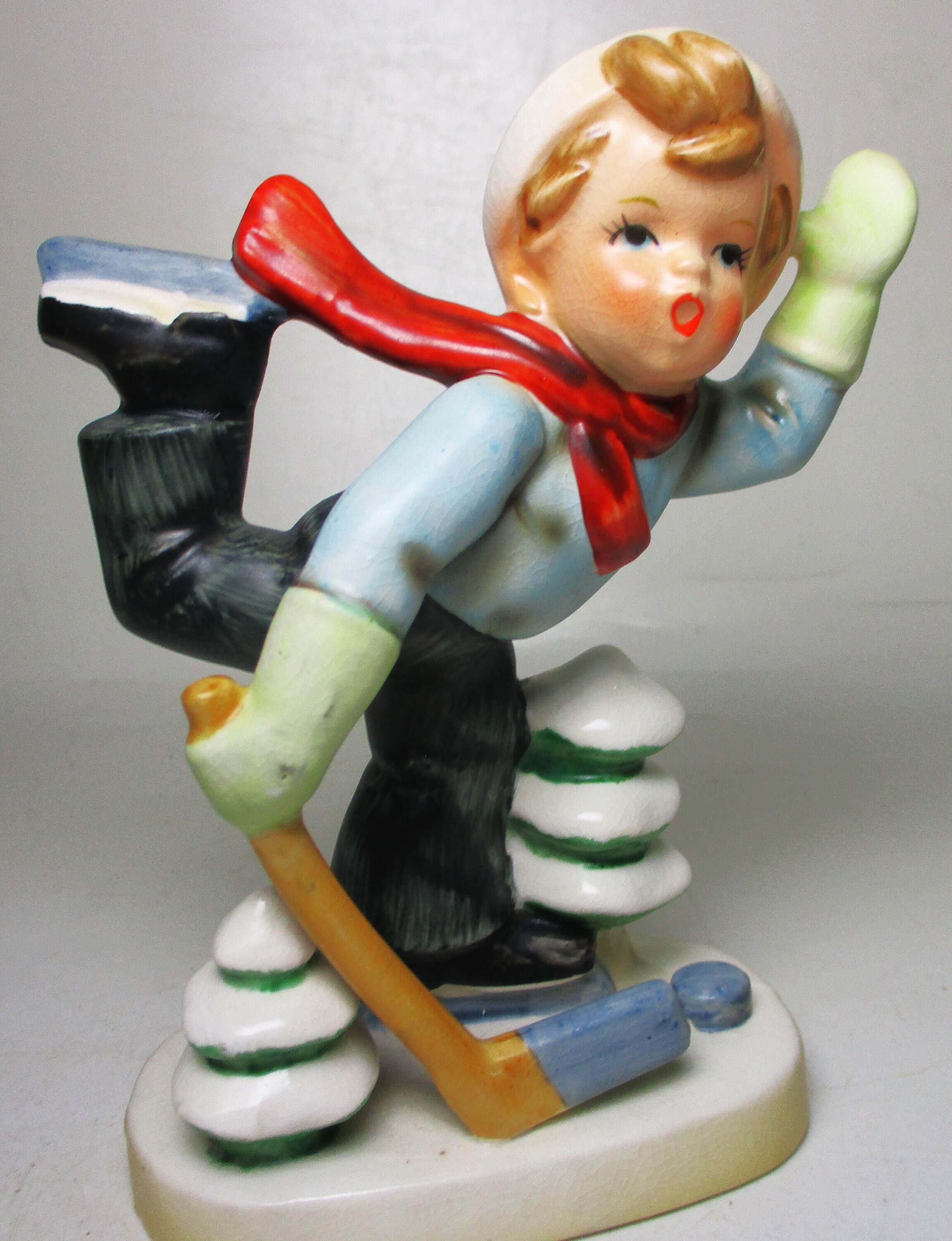 Cute Little Boy Porcelain Hockey Player Figurine Vintage