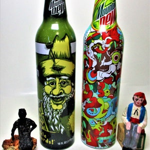 Vintage Mountain Dew Green Label Art Aluminum Metal Bottle NY