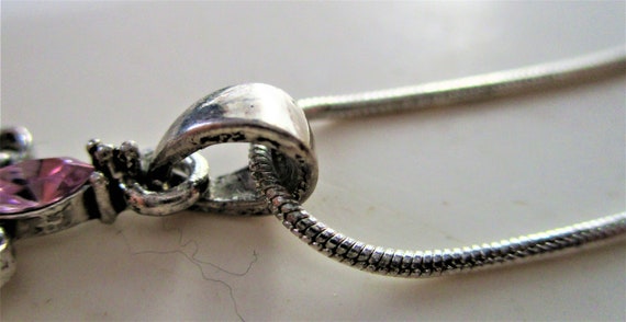 Large Pink Ruby Clear Rhinestone Cross Silver Ton… - image 10