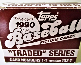Official 1990 Topps Baseball Box Set Traded Series Sealed 132 Cards MLB Rookies Original Gift Idea Free Shipping