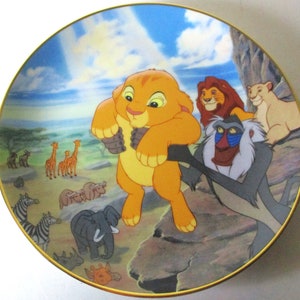 Vintage The Lion King Collectible Plate Walt Disney World Porcelain Gold Trim Gift Rare Bradford Exchange 1994 Limited First Edition image 2