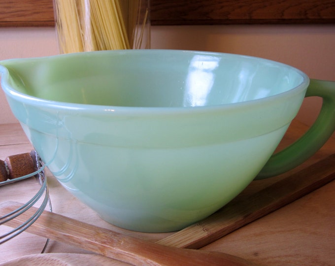 Vintage Fire King Batter Bowl Handle Green Jadite Jadeite Etsy