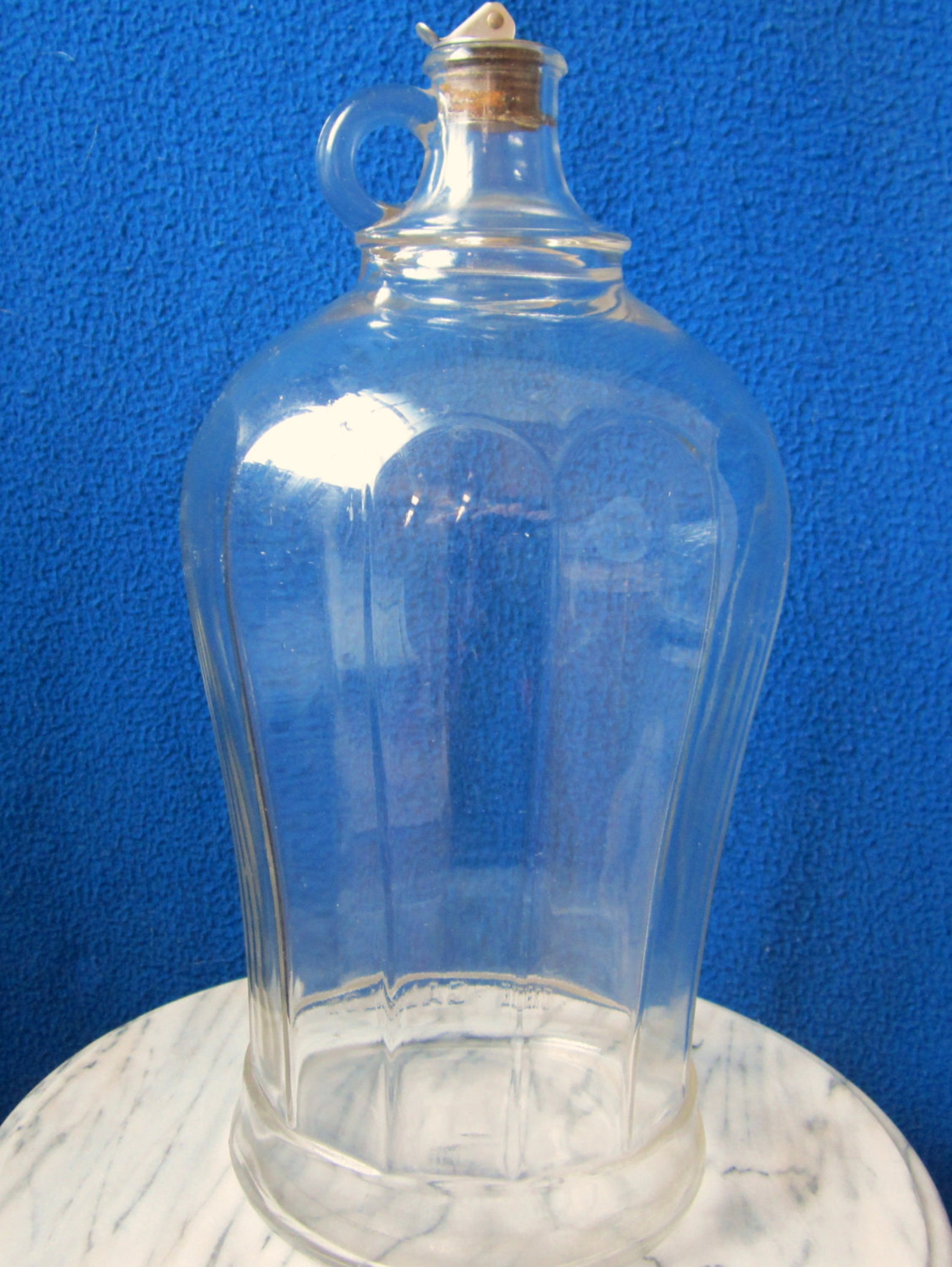 Antique 1 Gallon Glass Jug Bottle Vinegar Optic Panel Stopper Etsy