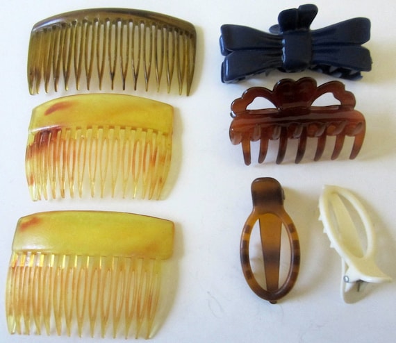 Vintage Hair Barrette Lot Ponytail Bow Clip France Gift USA 