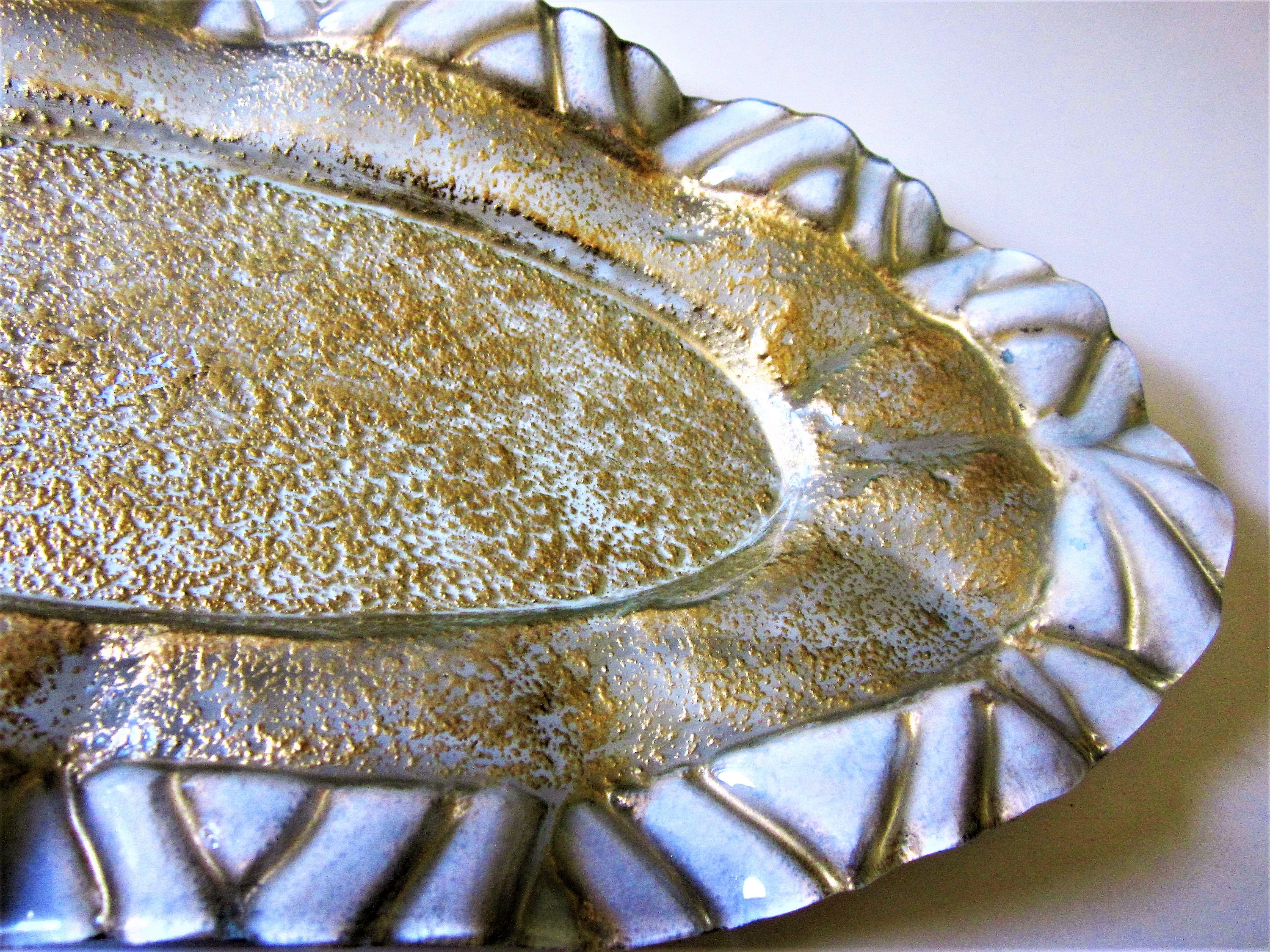 Italy Hand Made Floral Design Italian Art Glass Plate Platter Tray