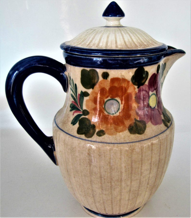 Antique Kawa Japan Lidded Pitcher Coffee Tea Pot Stoneware Etsy