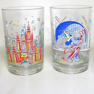 Mickey Mouse Glass Mug 25th Anniversary Epcot Remember the Magic Disney World Heavy Bottom Vintage Collectible 1996 McDonald's Fantasia