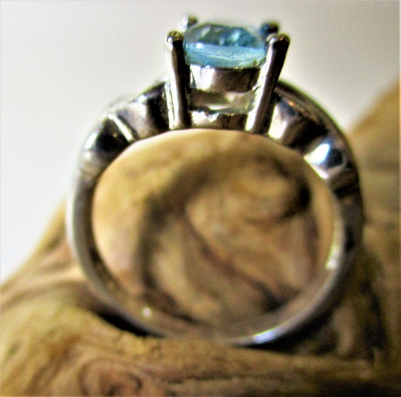 Vintage Ring Sterling Silver Oval Light Blue Topa… - image 2